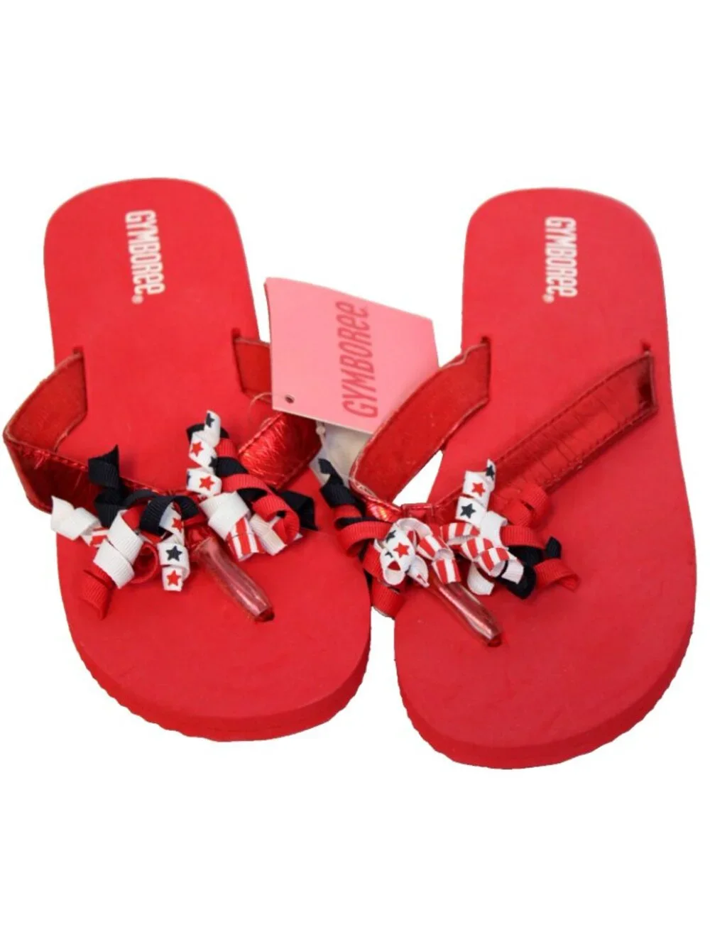 2006 Gymboree Star Spangled 4th of July Flip Flips sz 13/1 Summer Metallic Curly